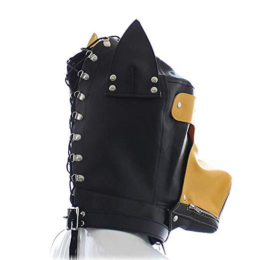 Black And Yellow Patent Leather Dog Mask - Trending Gay