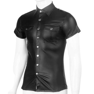 Patent Leather Botton Up Shirt - Trending Gay