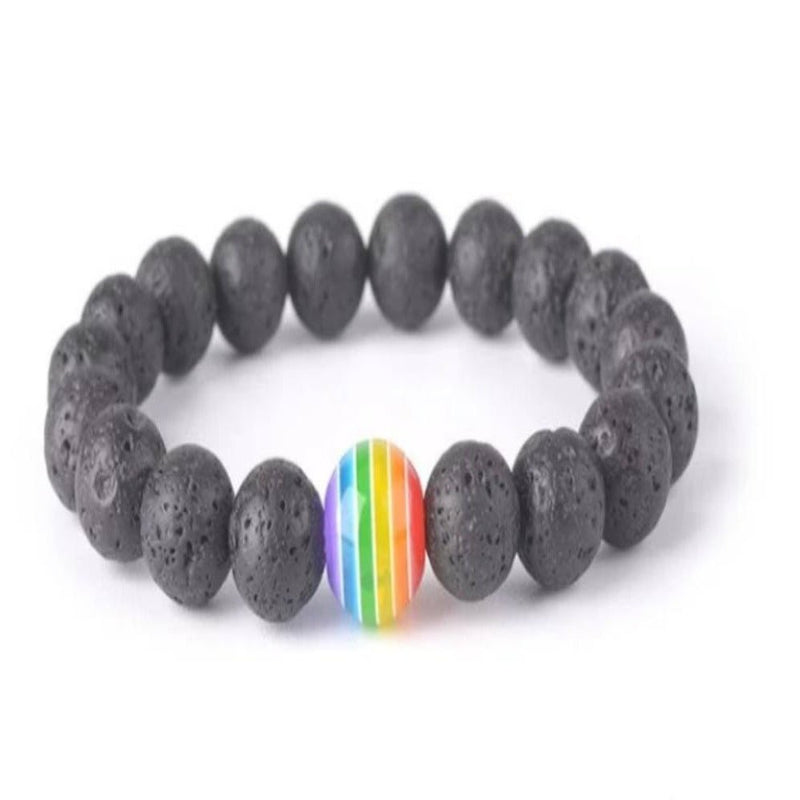 Pride Natural Lava Stone Energy Bracelet - Trending Gay